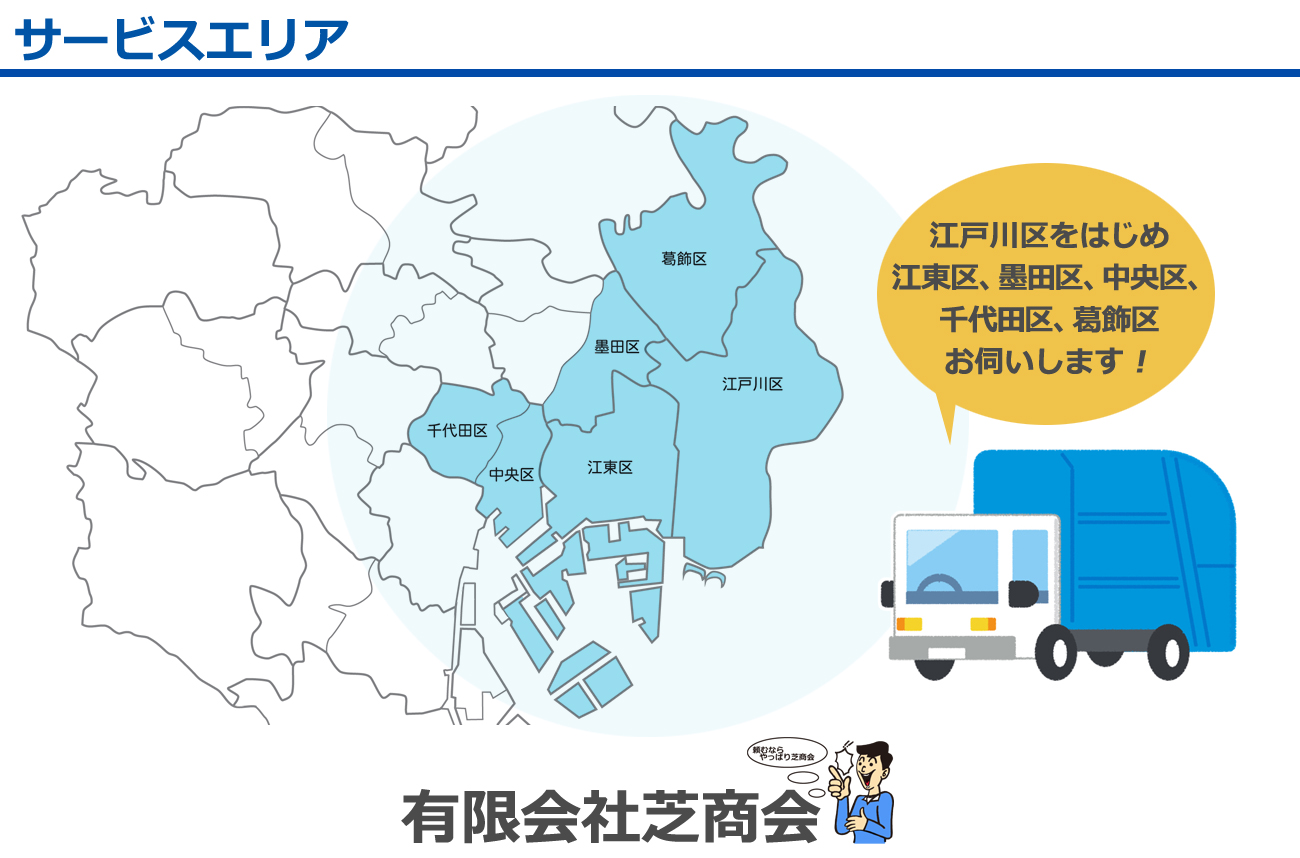 江戸川区の芝商会の定期回収エリア