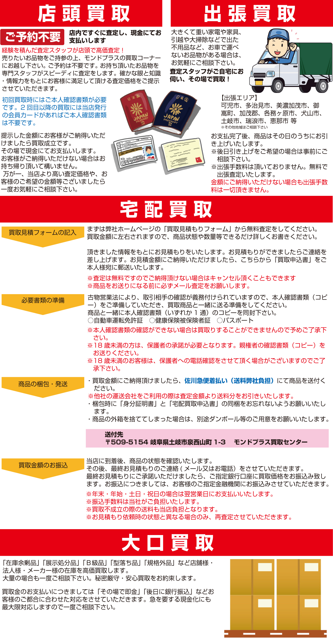 リサイクルマートパティオ可児店の出張買取、宅配買取